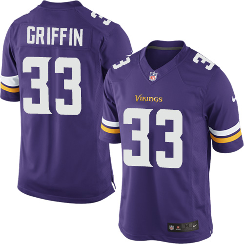 Youth Elite Michael Griffin Nike Jersey Purple Home - #33 NFL Minnesota Vikings